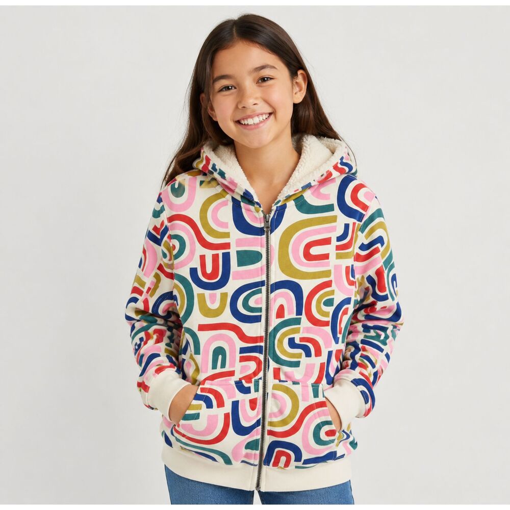 Hanna Andersson Faux Shearling French Terry Hoodie | Curvy Colors | Size 12